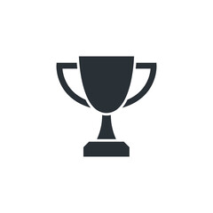 trophy icon, flat vector illustration isolated on white background, winner cup in business or sport