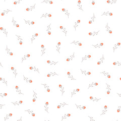Seamless pattern with grey and pink flowers