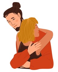Obraz premium Man and woman cuddling, couple in love hugging