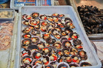 Seafood in Mercado Central, Central market in Santiago, Chile