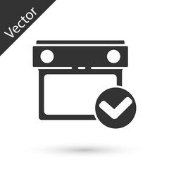 Grey Calendar with check mark icon isolated on white background. Vector