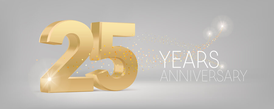 25 years anniversary vector icon, logo. Isolated graphic design with 3D number for 25th anniversary