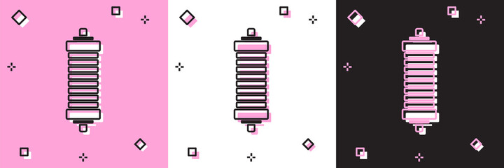 Set Shock absorber icon isolated on pink and white, black background. Vector
