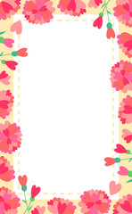 ハート型花びらのカーネーションのイラストフレーム