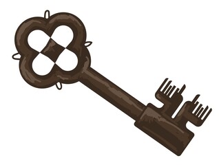 Ancient metal keys with thorns and decoration