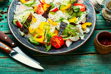 Vegetarian spring salad with fresh vegetables