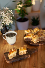 homemade baklava with walnuts.