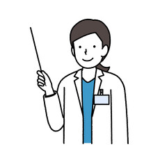 Female doctor: Hold a pointer