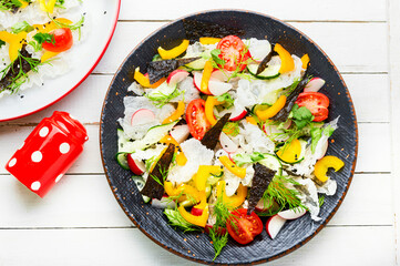 Vegetarian spring salad with fresh vegetables