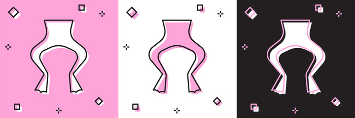 Set Frog legs icon isolated on pink and white, black background. Vector