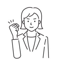 ガッツポーズの女性社員