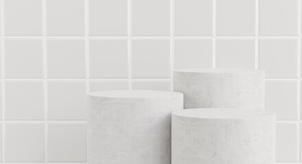 3d render of podium in bathroom for product display