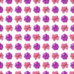 Violet flower buds seamless pattern. Pink flower heads blooming isolated on white pattern, pop art
