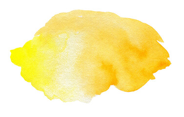 Abstract gradient yellow watercolor on white background.The color splashing on the paper