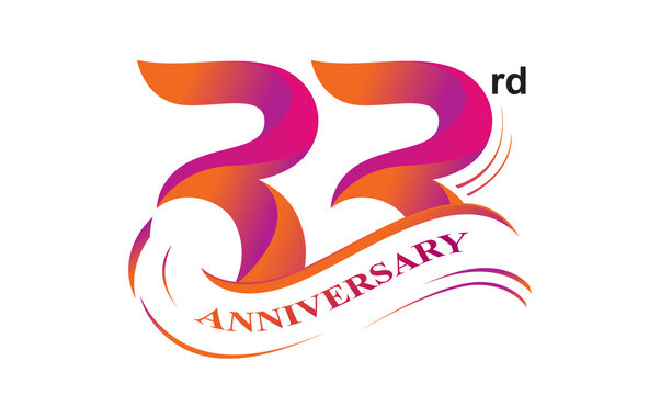 33 rd anniversary logo vector design with gradient color