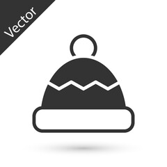 Obraz premium Grey Beanie hat icon isolated on white background. Vector