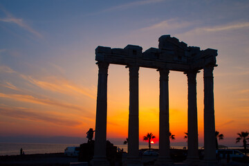 The Temple of Apollo, Roman ruin, at sunset, Side, Turkey.