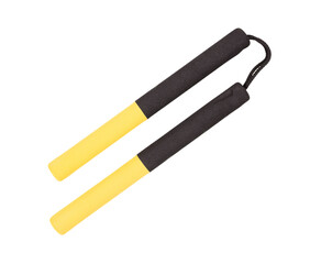 Foam karate sticks or nunchuks isolated on white