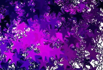 Obraz na płótnie Canvas Dark Purple vector backdrop with small and big stars.