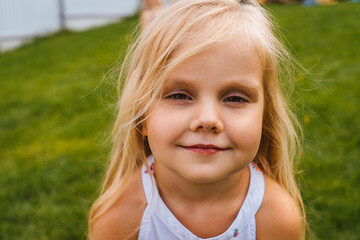 Close up portrait of little beautiful girl.