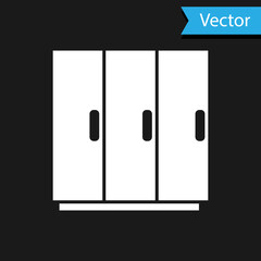 White Wardrobe icon isolated on black background. Vector