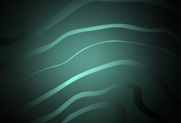 Dark Green vector background with curved lines.