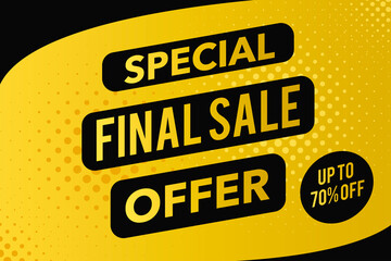Final Sale golden banner with modern dot pattern, special offer poster