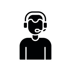 Call center operator glyph icon. Contact us. Support service. Thin line customizable illustration. Contour symbol. Vector isolated outline drawing.