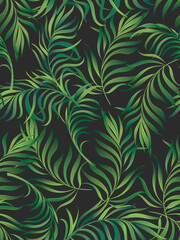 Jtropical vector pattern with  leaves. Trendy summer print. Exotic seamless background.