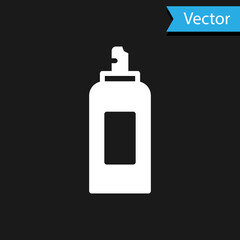 White Paint spray can icon isolated on black background. Vector