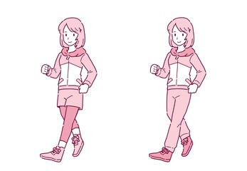 ウオーキングをしてセロトニンを増やす女性のイラスト
