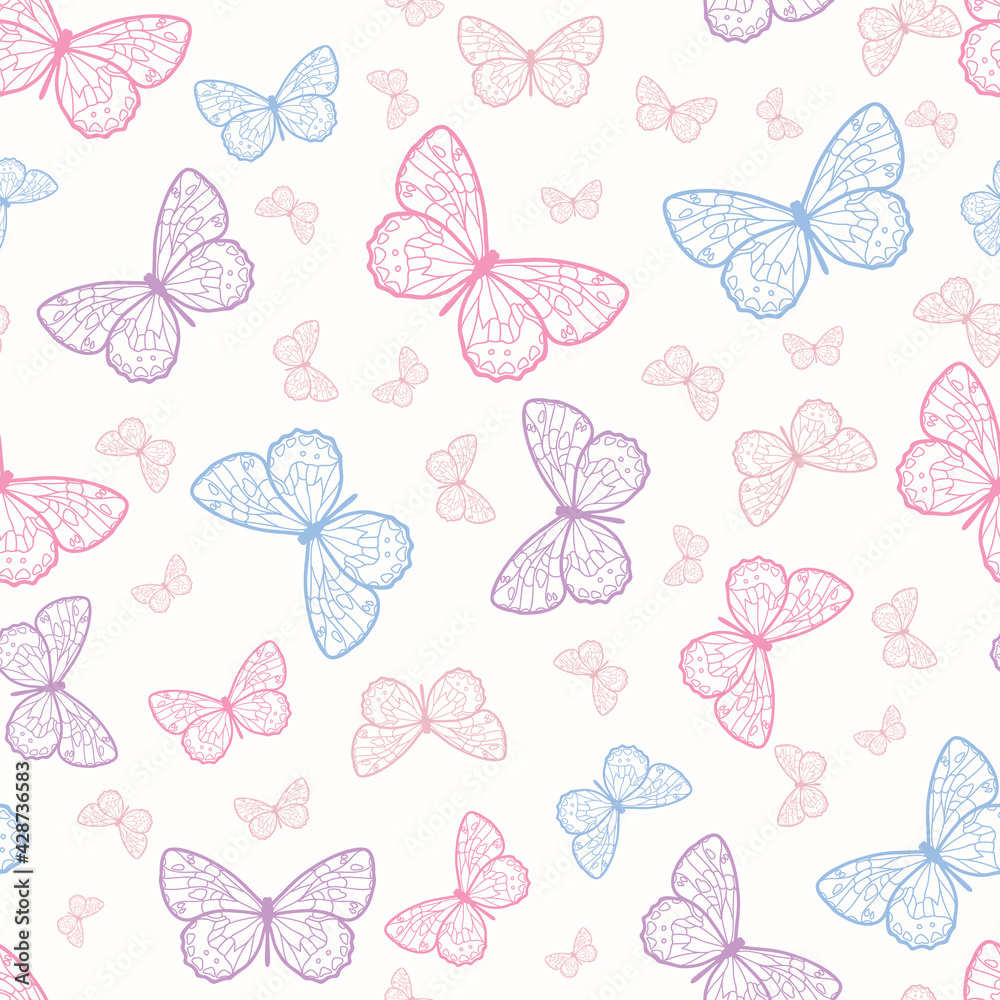 Poster Vector butterfly cute seamless repeat pattern design background