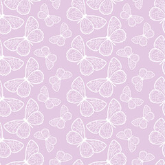 Vector butterfly cute seamless purple pattern design background
