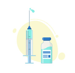 Vaccination concept. Icon syringe and injection, vaccine against corona virus.