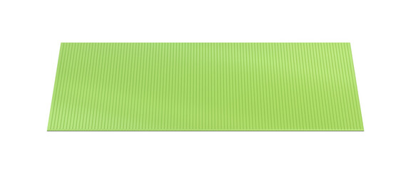Green exercise mat isolated on white background
