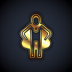 Gold Head hunting icon isolated on black background. Business target or Employment sign. Human resource and recruitment for business. Vector