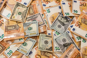 finance background dollar and euro bills