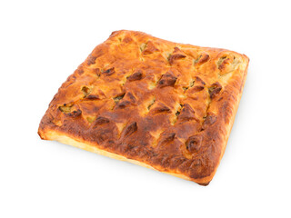 Homemade pie isolated on white.