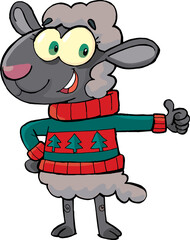 Black sheep in a Christmas tree sweater