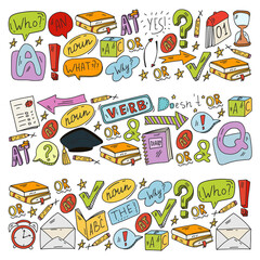 English language. Online education. E-learning. English courses. Grammar and alphabet.