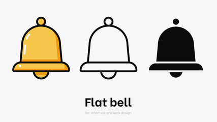 Big set of flat bell vector illustration. Bell set for ui and smartphone. Set of bell symbols for notification