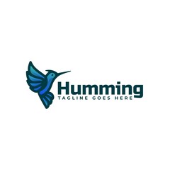 Vector Logo Illustration Humming Bird Gradient Colorful Style.