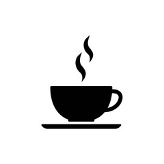 Coffee or tea cup line icon in solid black. Graphic elements. Trendy flat isolated symbol sign for: illustration, outline, logo, mobile, app, mark, design, web, dev, site, ui, gui, ux. Vector EPS 10