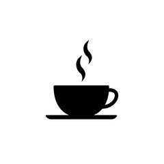 Coffee or tea cup line icon in solid black. Graphic elements. Trendy flat isolated symbol sign for: illustration, outline, logo, mobile, app, emblem, design, web, dev, site, ui, gui, ux. Vector EPS 10