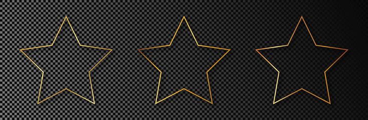 Gold glowing star shape frame