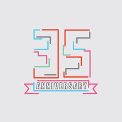 35th Years Anniversary Logo Birthday Celebration Abstract Design Vector Illustration.