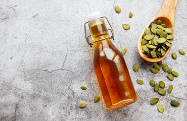 Bottle with pumpkin seed oil