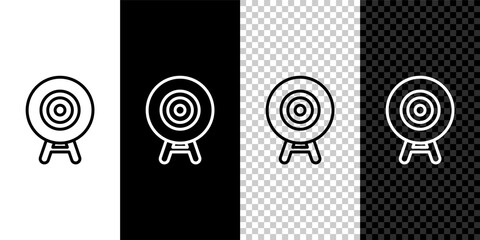 Set line Target sport icon isolated on black and white background. Clean target with numbers for shooting range or shooting. Vector