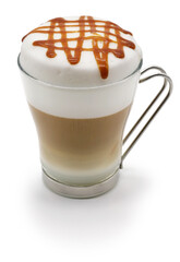 homemade caramel macchiato isolated on white background
