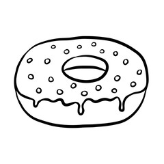 Donut doodle isolated on white background. Vector illustration.